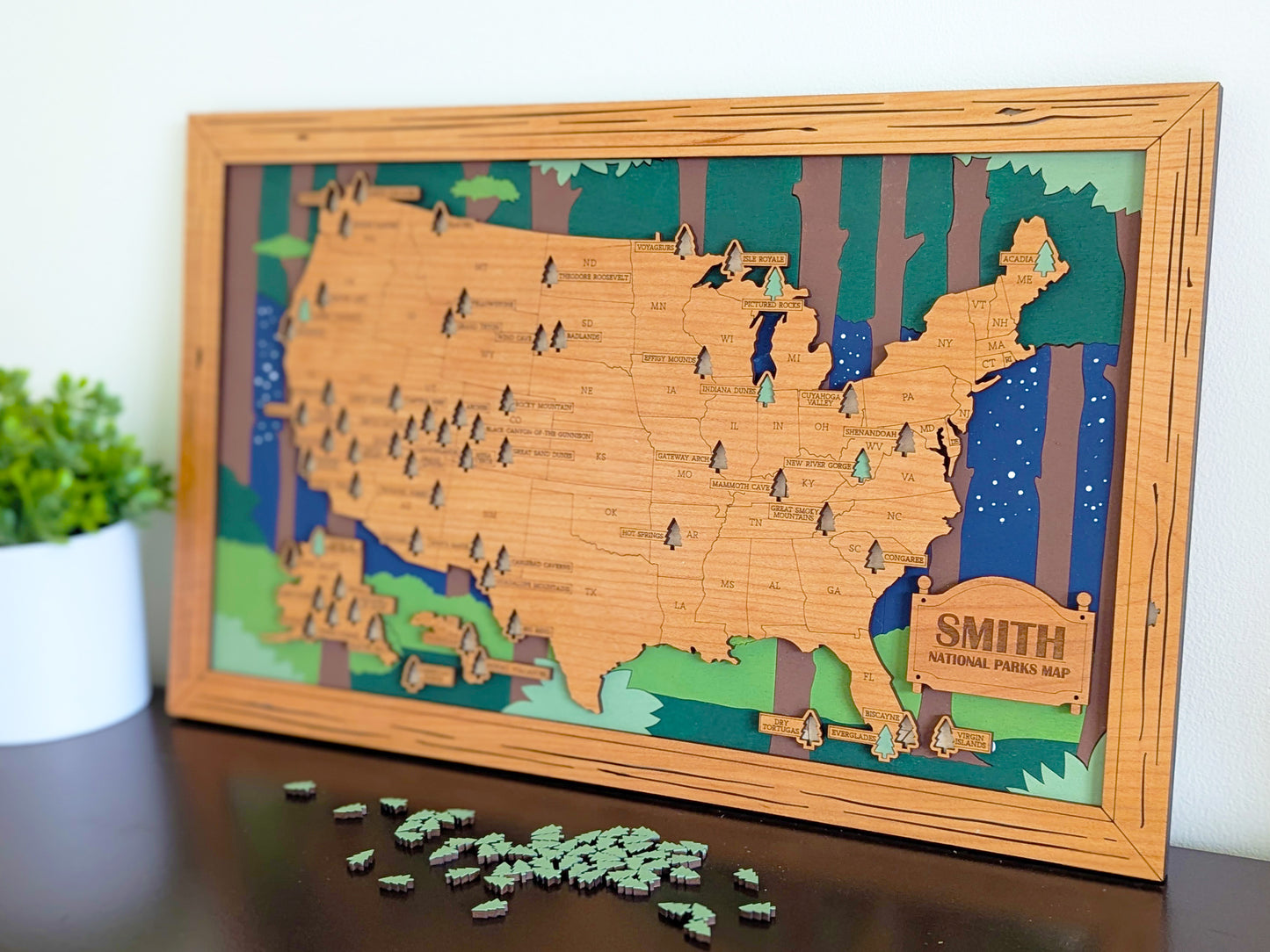 NEW US National Parks Travel Map, National Parks Marker, US Travel Map,  family road trip tracker, travel home decor, gift for hiker