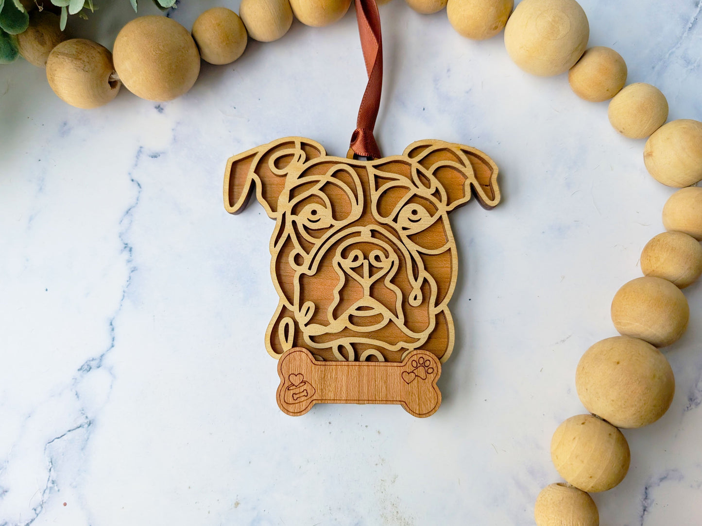 Pit Bull Natural Dog Ornament