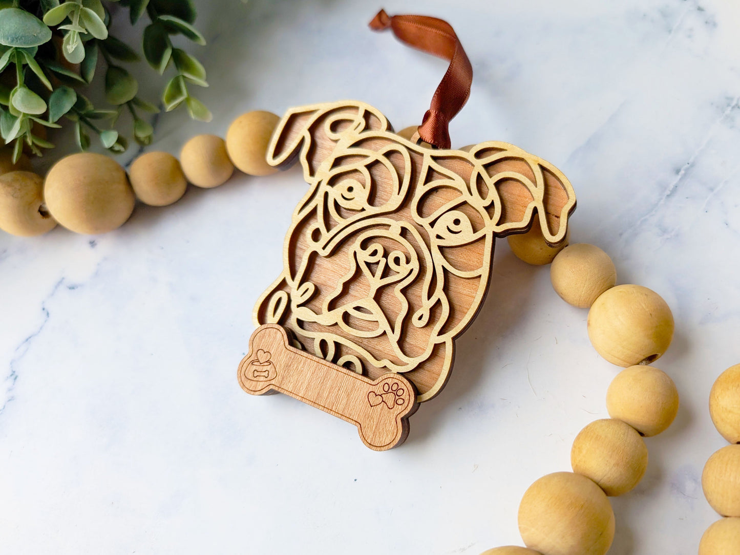 Pit Bull Natural Dog Ornament