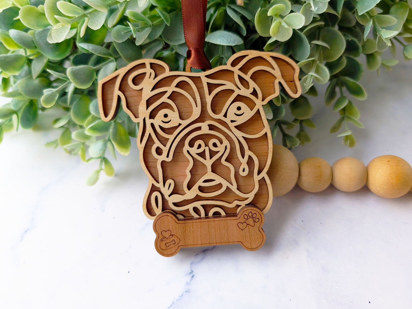 Pit Bull Natural Dog Ornament