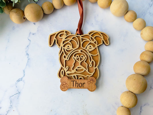 Pit Bull Natural Dog Ornament