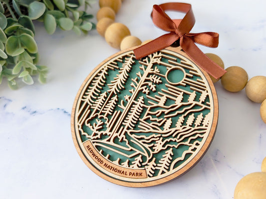 Redwood national park ornament, Redwood ornament, Redwood souvenir, national park gifts, national park ornament, gift for hiker, Christmas gift