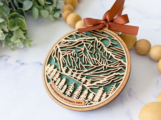 Rocky Mountain national park ornament, Rocky Mountain ornament, Rocky Mountain souvenir, national park gifts, national park ornament, gift for hiker, Christmas gift