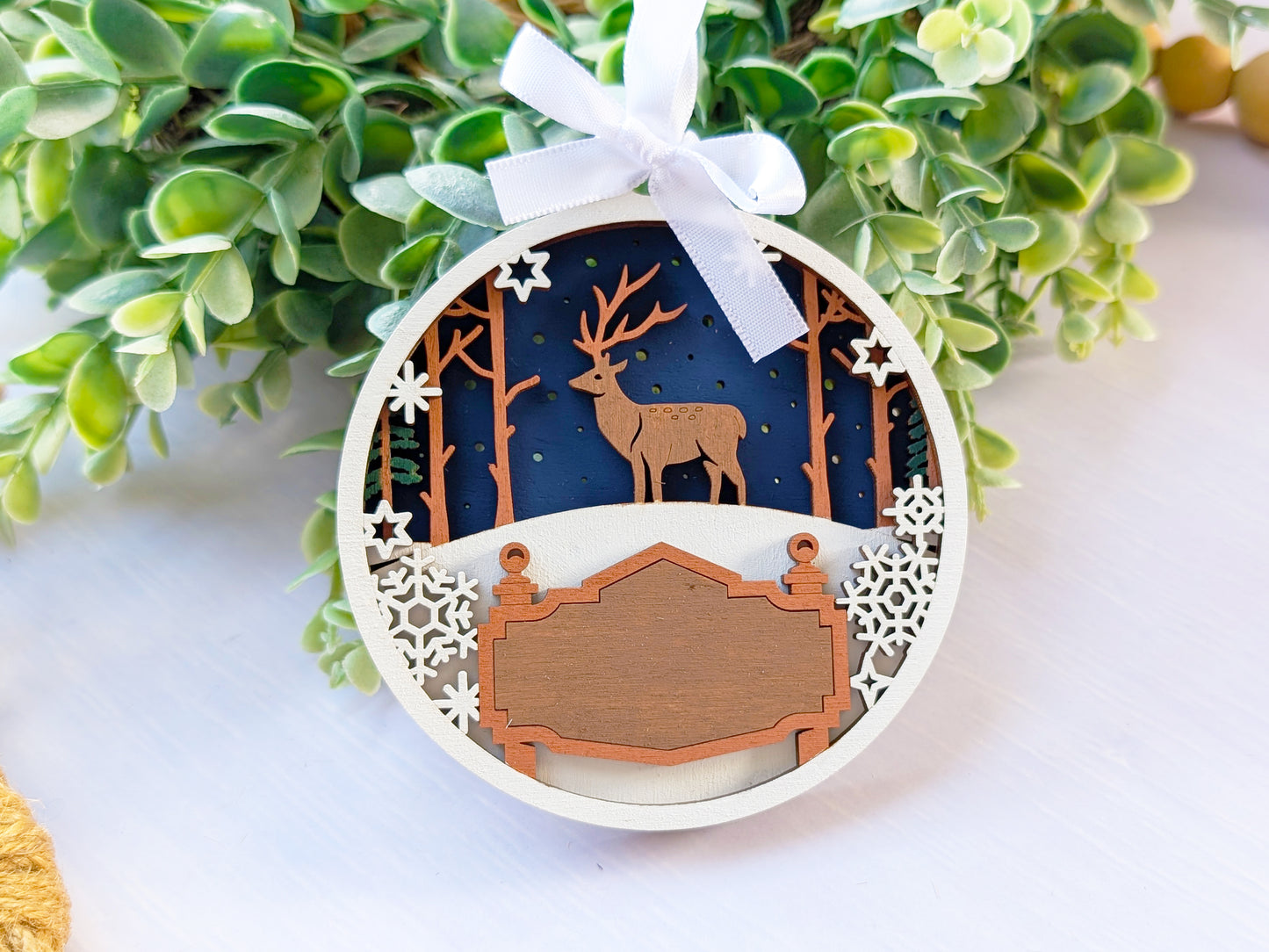 Welcome Snowy Elk Ornament