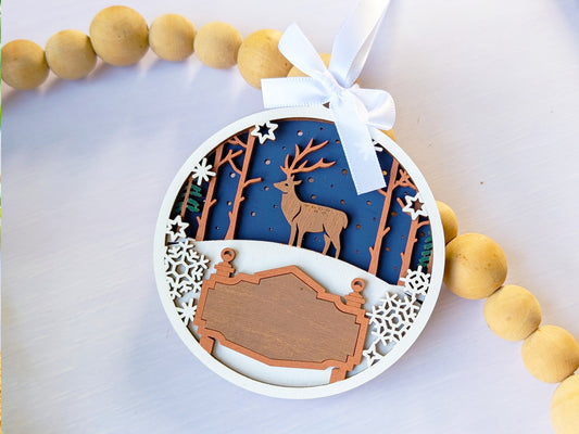 Welcome Snowy Elk Ornament