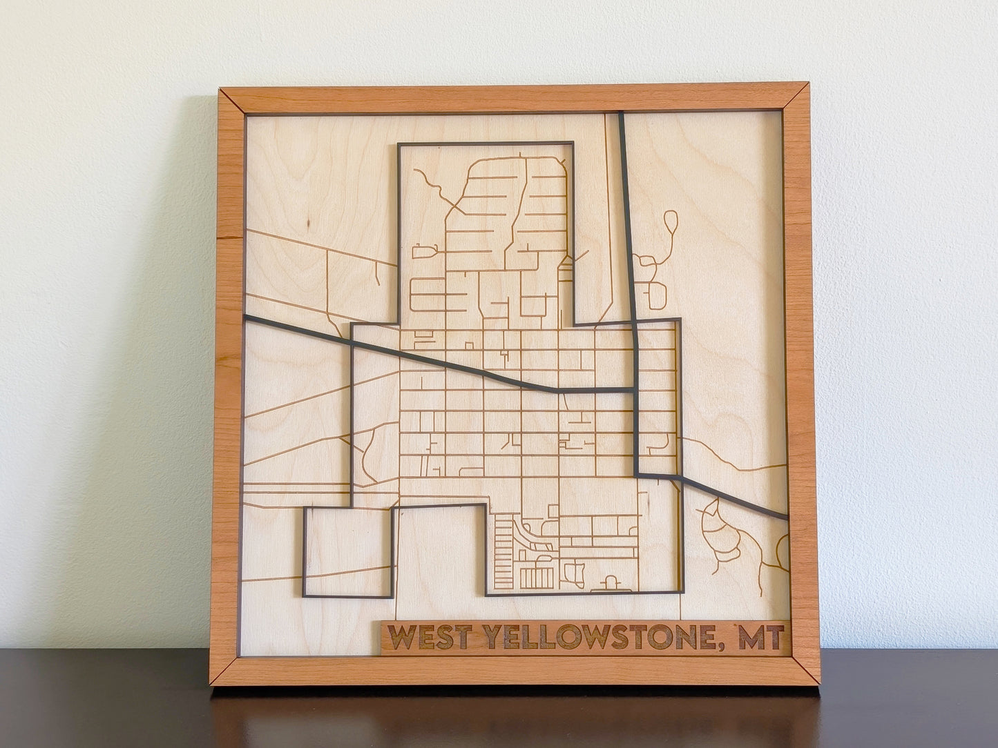 West Yellowstone City Map Wall Art | Detailed Downtown Streets | Layered Wood Map | Personalized Home Decor | Yellowstone Map Gift