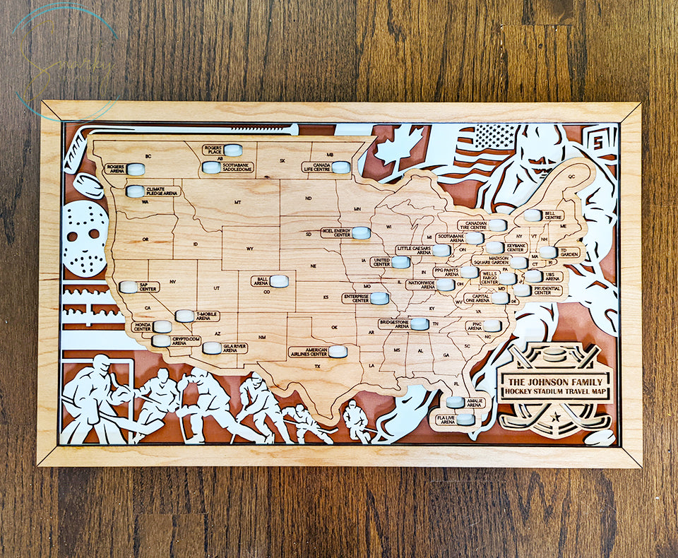 Hockey Arena Map | NHL Stadium Map | NHL Arena Tracker | Bucket List Gifts for Hockey Fans